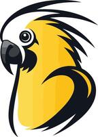 A bold and stylized illustration of a parrot head, perfect for use as a logo, mascot, or graphic design element vector