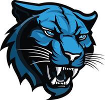 A fierce and powerful blue panther head illustration, perfect for sports teams, mascots, or any design project that requires a strong and bold visual vector