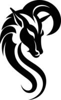 A stylized ram head tattoo design with bold lines and a dramatic pose vector