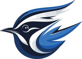 Dynamic blue and black bird logo with a sharp, modern design vector