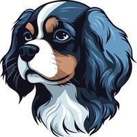 A charming illustration of a cavalier king charles spaniel, depicted in a cartoon style with expressive features vector