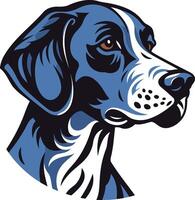 A stylized illustration of a dog's head, featuring a blue and white color scheme, perfect for branding or pet related designs vector