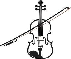 Simple, elegant silhouette of a violin and bow, perfect for musical branding or design projects vector