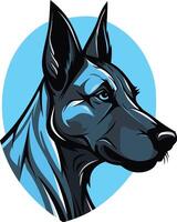 A fierce and determined german shepherd's head, rendered in a bold, graphic style vector