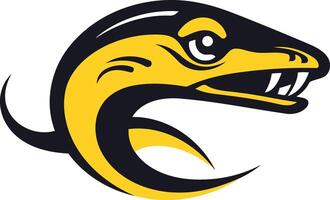 A fierce and dynamic snake logo design in yellow and black vector