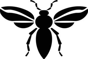 Simple black and white silhouette of a bee with outstretched wings vector