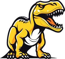 A fierce and cartoonish tyrannosaurus rex in a yellow and black color scheme vector