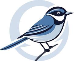 A stylized bluebird perched on a branch, surrounded by a circular design, perfect for branding or logo use vector