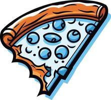 A cartoon slice of pizza with blueberries as toppings vector