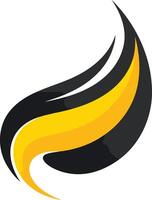 Abstract logo design with flowing lines in black and yellow vector