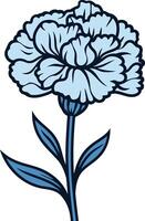 A simple, elegant blue carnation flower vector