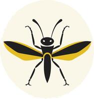 Stylized insect silhouette with yellow wings, perfect for branding, logos, and nature inspired designs vector