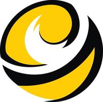 Abstract logo design with a yellow and black color scheme, featuring a stylized wave like element vector