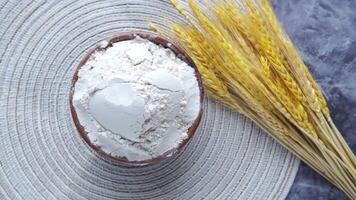 Wheat flour and wheat ears on a table video