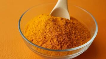 Tumeric powder in a glass bowl video