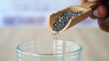 pouring chia seeds from a wooden spoon video