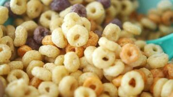 A Bowl Full of Colorful RingShaped Breakfast Cereal Ready to Be Enjoyed with Milk video