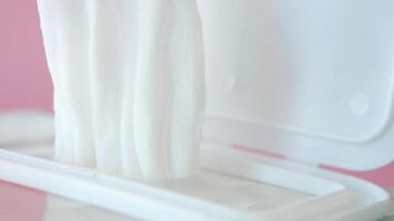 Cleansing wet wipes on table with copy space video