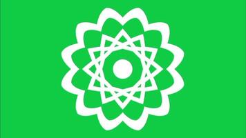 white kaleidoscope round circles creating a contrasting and curvy digital effect on green screen. video