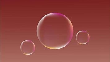 Smooth animation of motion bubbles. Realistic bubbles slow bounce on red screen. video