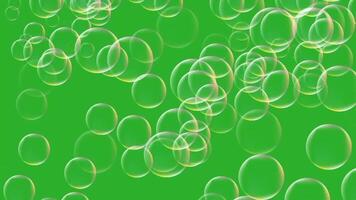 Smooth animation of floating water bubbles. Realistic bubbles slow appearing on green screen. video