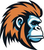 A bold and graphic illustration of a gorilla's head, perfect for sports teams, branding, or any project needing a strong, powerful image vector