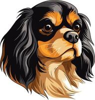 A charming illustration of a cavalier king charles spaniel, featuring its expressive eyes and endearing features vector