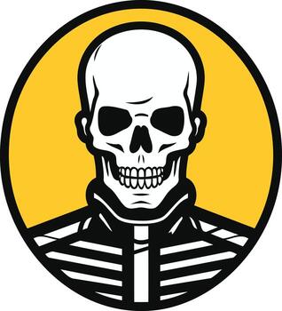 A bold and graphic illustration of a skull in a circular frame, perfect for branding or design projects with a rebellious or edgy feel vector