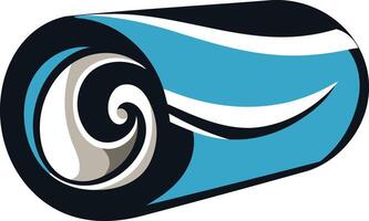 A stylized logo depicting a rolled up blue and white object, possibly representing a carpet, fabric, or a scroll, with a subtle swirl pattern vector