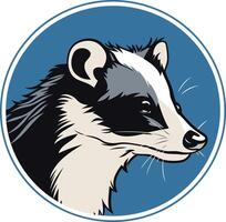 A bold and graphic illustration of a badger's head, perfect for use in logos, branding, and educational materials vector