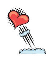 A heart falling from the sky with raindrops vector