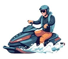 A man riding a snowmobile in the ocean vector