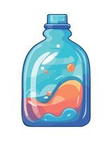 A bottle with a fish inside it vector