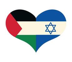 Israeli flag in heart shape with palestine flag vector