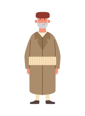 An illustration of an old man in a coat