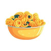 Pasta in a bowl illustration on a white background vector
