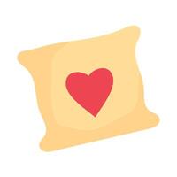 A heart shaped pillow with a red heart on it vector