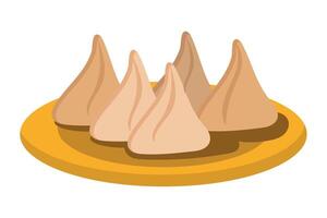A plate with four pieces of food on it vector