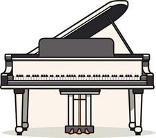 A simple, line art illustration of a grand piano, perfect for music related projects, educational materials, or design elements vector
