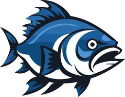 A cartoon illustration of a blue and white fish with an open mouth and large, expressive eyes vector