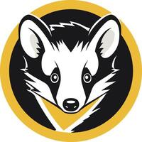 A bold and striking logo design featuring a stylized badger head in a circular frame vector