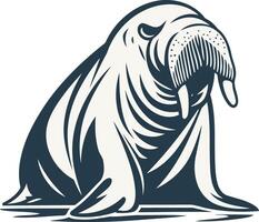 A vintage style illustration of a walrus, perfect for branding, logos, and designs with a nautical theme vector