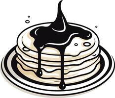 A delicious stack of pancakes topped with a generous serving of chocolate syrup vector