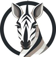 Striking zebra head logo design in a circular frame vector