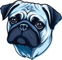 A cute and quirky pug with big, soulful eyes stares directly at the viewer vector