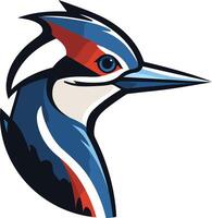 A bold and colorful illustration of a kingfisher head, perfect for branding, logos, or mascot designs vector