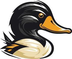 A cartoon duck logo with a bold, stylized design vector