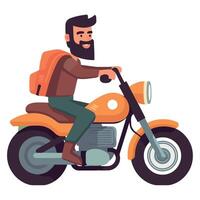 A man with a beard riding a motorcycle vector