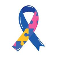 Autism awareness ribbon, puzzle piece, puzzle piece, puzzle piece, puzzle piece, puzzle piece vector