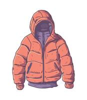An orange jacket with hood on it vector